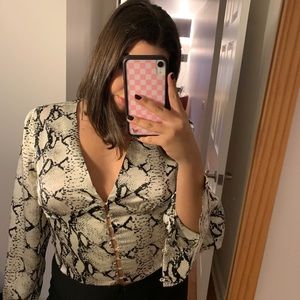 Dance and Marvel Satin Snakeskin Longsleeve top